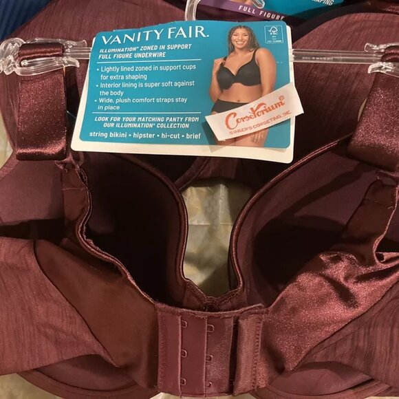 Vanity Fair Bra Underwire Shaping Full Figure Zoned Support Satin 76338 36DD Fig - Picture 3 of 3